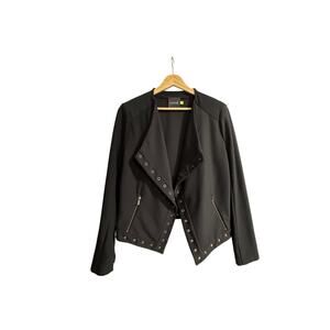 Lysse black stretch embellished moto jacket women’s size small